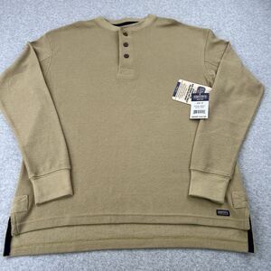 Smith's Extended Tail Mini-Thermal Knit Henley Pullover With Gusset Waffle‎ Knit